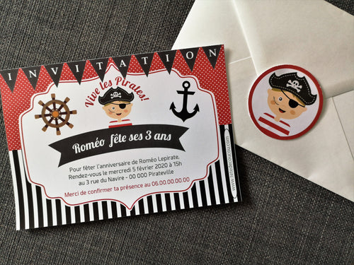 Invitations kit anniversaire personnalisé thème pirate à imprimer tête de coucou déco organisation