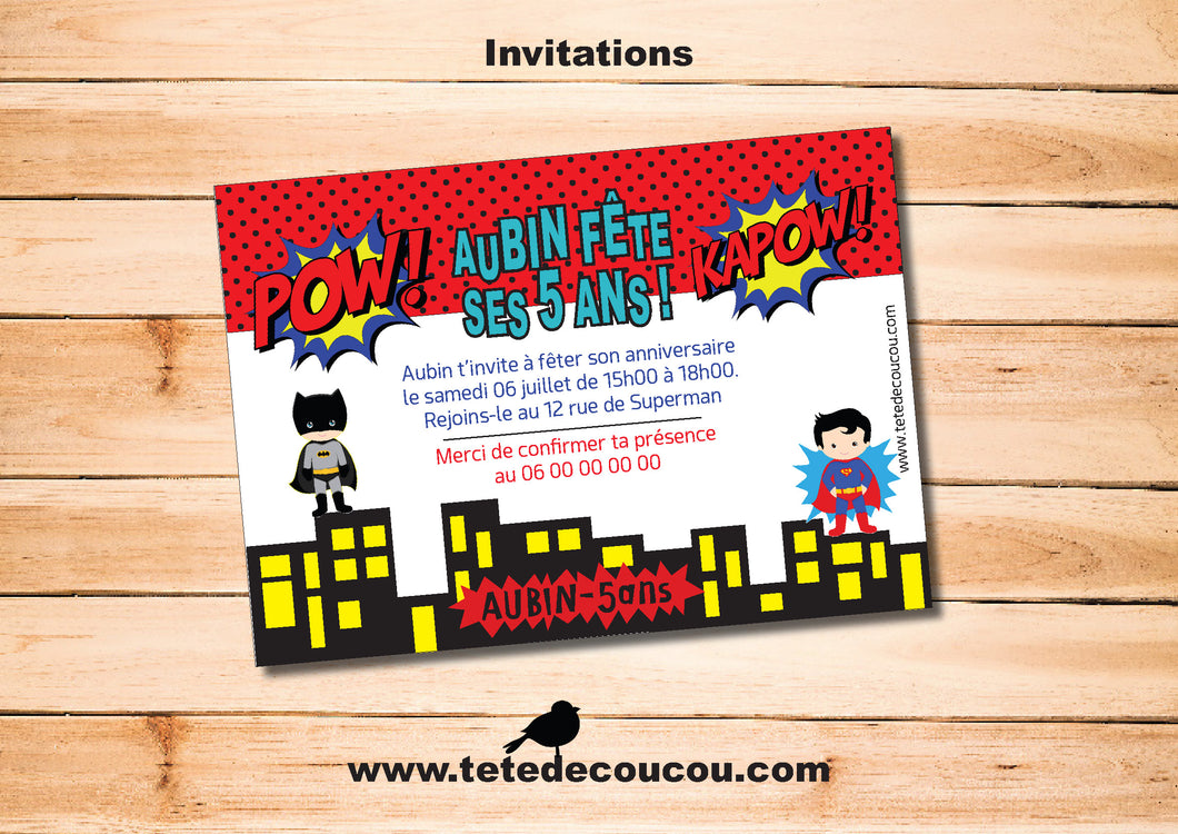 Kit gratuit de décoration pour anniversaire thème super héros à imprimer -  Invitation Anniversaire
